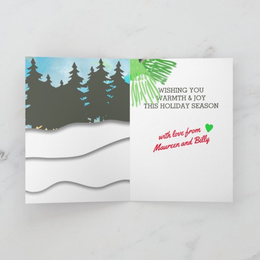 クマのスカーフ編み物クロシェ手作りクリスマスホール シーズンカード (内部)