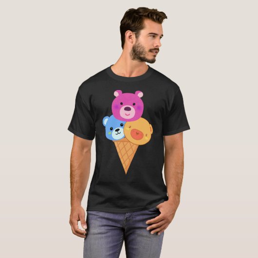 クマのスコップアイスクリームコーン Tシャツ (正面フル)