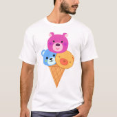 クマのスコップアイスクリームコーン Tシャツ (正面)