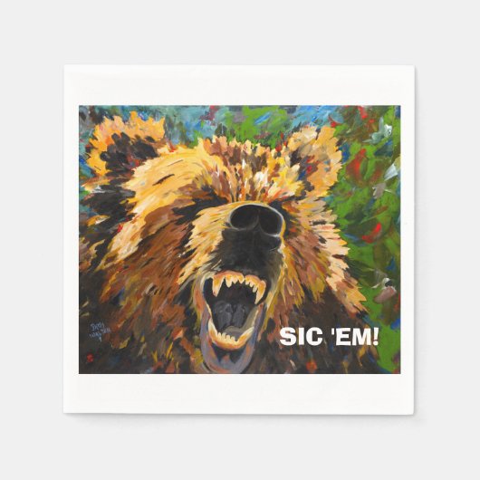 クマのナプキン スタンダードカクテルナプキン (正面)