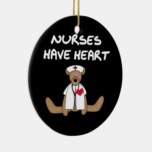 クマのナースにはハートTシャツとギフトがある セラミックオーナメント (右)