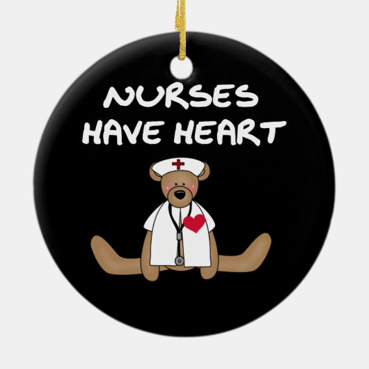 クマのナースにはハートTシャツとギフトがある セラミックオーナメント (裏面)