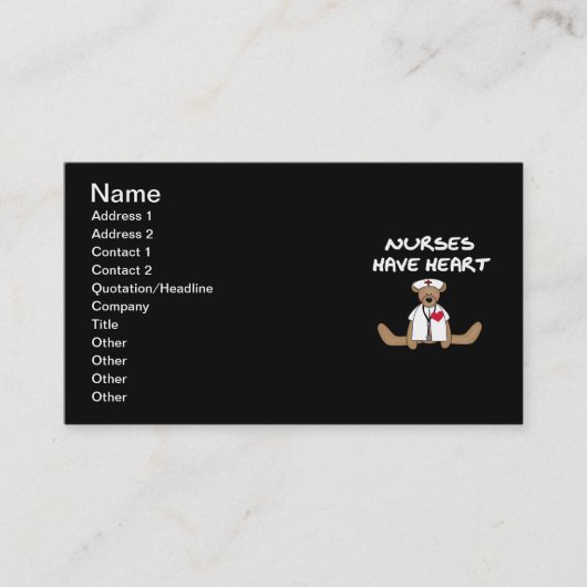 クマのナースにはハートTシャツとギフトがある 名刺 (正面)