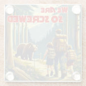 クマのハイキングをしていると思う ガラスコースター (裏面)