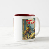 クマのハイキングをしていると思う ツートーンマグカップ (正面右)