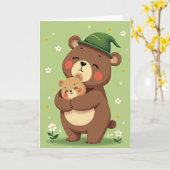クマのハグ かわいい家族の愛のカード カード (黄色い花)