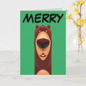 クマのハグ クリスマスカード カード (黄色い花)