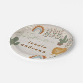 クマのバニーのライオンのサボテンのウッドランドモダンの赤ちゃんシャワー ペーパープレート (アングル)