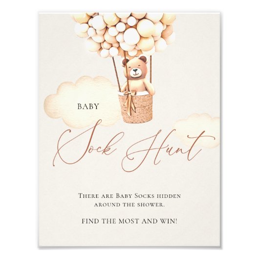 クマのバルーンベビーソック狩り – サイン (正面)