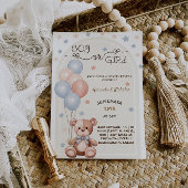 クマのバルーンヴィンテージ性別の表示 招待状