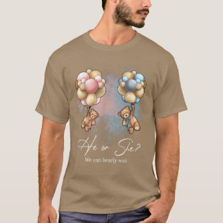 クマのバルーン我々はジェンダーが明らかにするのを待つことができる Tシャツ