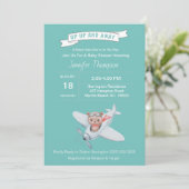 クマのパイロットと飛行機のベイビーシャワーの招待状 招待状 (スタンド正面)