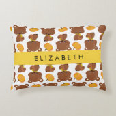 クマのパターン,かわいいクマ,かぼちゃあなたの名前 アクセントクッション (正面)