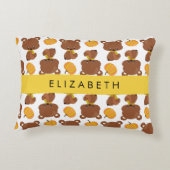 クマのパターン,かわいいクマ,かぼちゃあなたの名前 アクセントクッション (裏面)