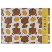 クマのパターン，かわいいクマ，かぼちゃあなたの名前 カッティングボード (正面)