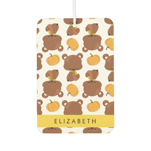 クマのパターン,かわいいクマ,かぼちゃあなたの名前 カーエアーフレッシュナー (正面)