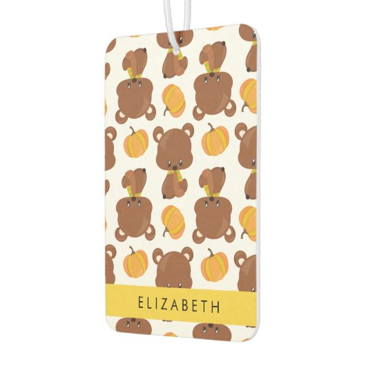 クマのパターン，かわいいクマ，かぼちゃあなたの名前 カーエアーフレッシュナー (左)