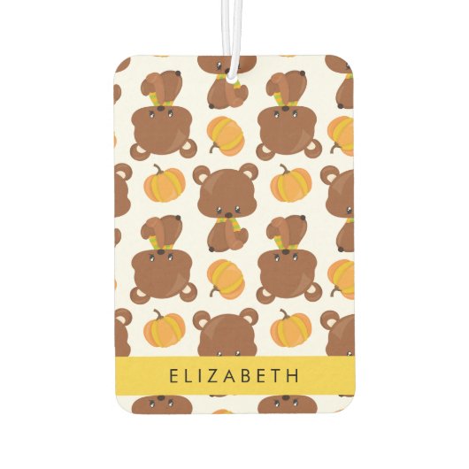 クマのパターン,かわいいクマ,かぼちゃあなたの名前 カーエアーフレッシュナー (裏面)