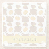 クマのパターン,かわいいクマ,かぼちゃあなたの名前 ガラスコースター (裏面)