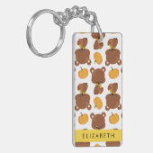 クマのパターン,かわいいクマ,かぼちゃあなたの名前 キーホルダー (正面左)