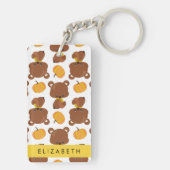 クマのパターン,かわいいクマ,かぼちゃあなたの名前 キーホルダー (裏面)
