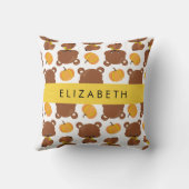 クマのパターン，かわいいクマ，かぼちゃあなたの名前 クッション (裏面)