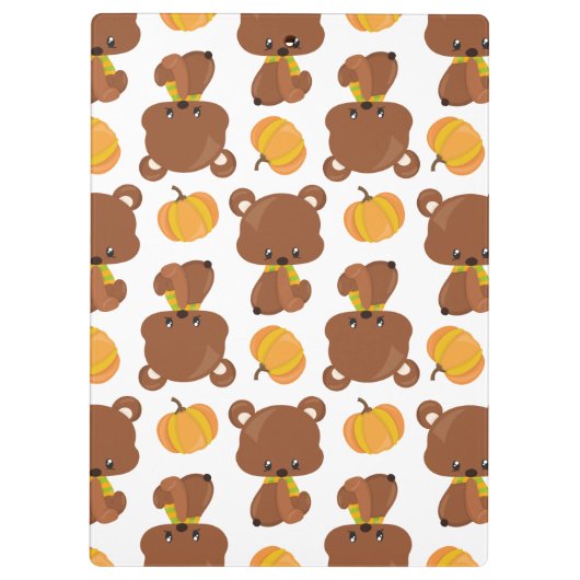 クマのパターン,かわいいクマ,かぼちゃあなたの名前 クリップボード (裏面)