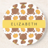 クマのパターン,かわいいクマ,かぼちゃあなたの名前 コースター (正面)