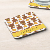 クマのパターン,かわいいクマ,かぼちゃあなたの名前 コースター (左側)