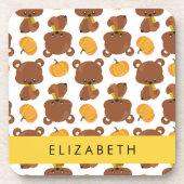 クマのパターン,かわいいクマ,かぼちゃあなたの名前 コースター (正面)