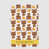 クマのパターン,かわいいクマ,かぼちゃあなたの名前 ゴルフタオル (正面)