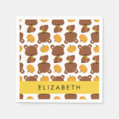 クマのパターン,かわいいクマ,かぼちゃあなたの名前 スタンダードカクテルナプキン (正面)