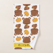 クマのパターン,かわいいクマ,かぼちゃあなたの名前 バスタオルセット (ハンドタオル)