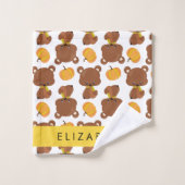 クマのパターン,かわいいクマ,かぼちゃあなたの名前 バスタオルセット (ウォッシュタオル)