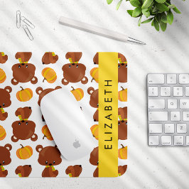 クマのパターン,かわいいクマ,かぼちゃあなたの名前 マウスパッド