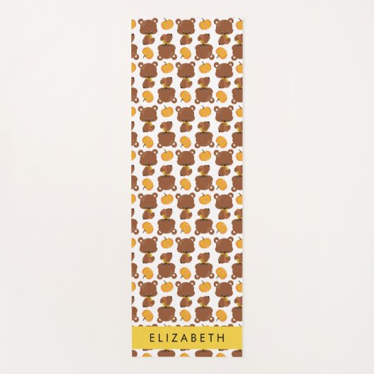 クマのパターン，かわいいクマ，かぼちゃあなたの名前 ヨガマット (正面)