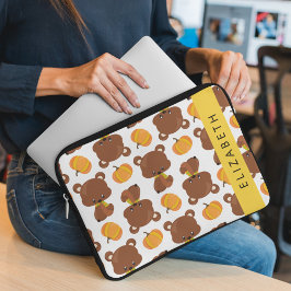 クマのパターン,かわいいクマ,かぼちゃあなたの名前 ラップトップスリーブ