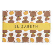 クマのパターン，かわいいクマ，かぼちゃあなたの名前 枕カバー (裏面)