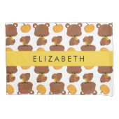 クマのパターン，かわいいクマ，かぼちゃあなたの名前 枕カバー (正面)