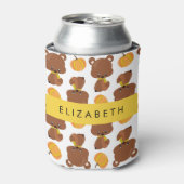 クマのパターン，かわいいクマ，かぼちゃあなたの名前 缶クーラー (缶正面)