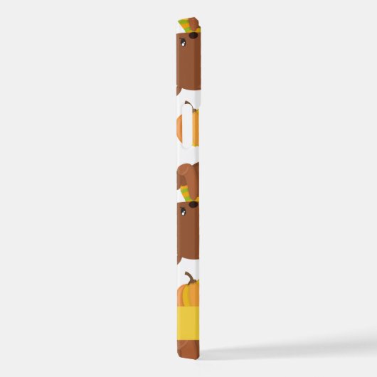 クマのパターン，かわいいクマ，かぼちゃあなたの名前 iPhoneケース (右側面)