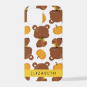 クマのパターン,かわいいクマ,かぼちゃあなたの名前 iPhoneケース (裏面)
