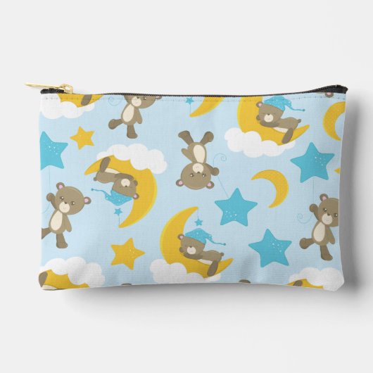 クマのパターン，かわいいクマ，テディベア，スター アクセサリーポーチ (正面)