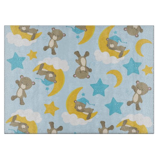 クマのパターン,かわいいクマ,テディベア,スター カッティングボード (正面)