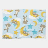 クマのパターン,かわいいクマ,テディベア,スター キッチンタオル (横)