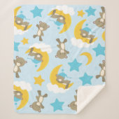 クマのパターン,かわいいクマ,テディベア,スター シェルパブランケット (正面)