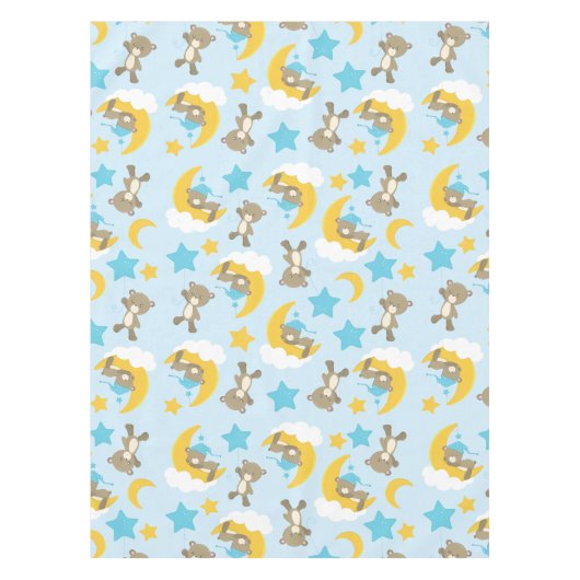 クマのパターン，かわいいクマ，テディベア，スター テーブルクロス (正面)