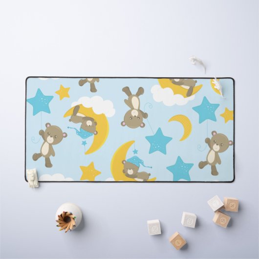 クマのパターン，かわいいクマ，テディベア，スター デスクマット (キッズテーブル)