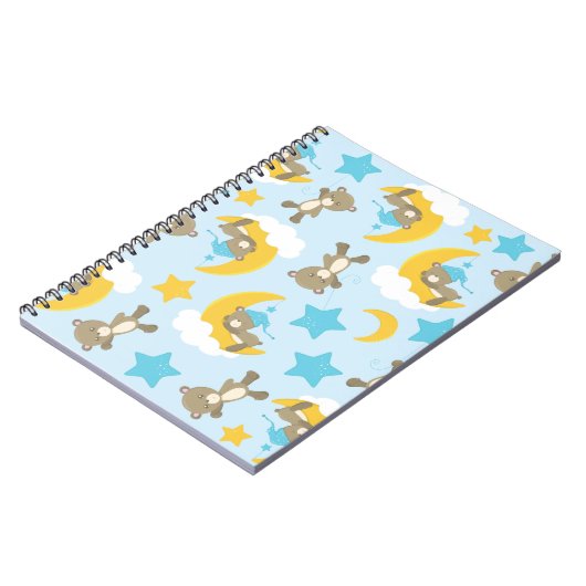 クマのパターン,かわいいクマ,テディベア,スター ノートブック (左側)