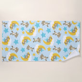 クマのパターン,かわいいクマ,テディベア,スター ビーチタオル (正面)